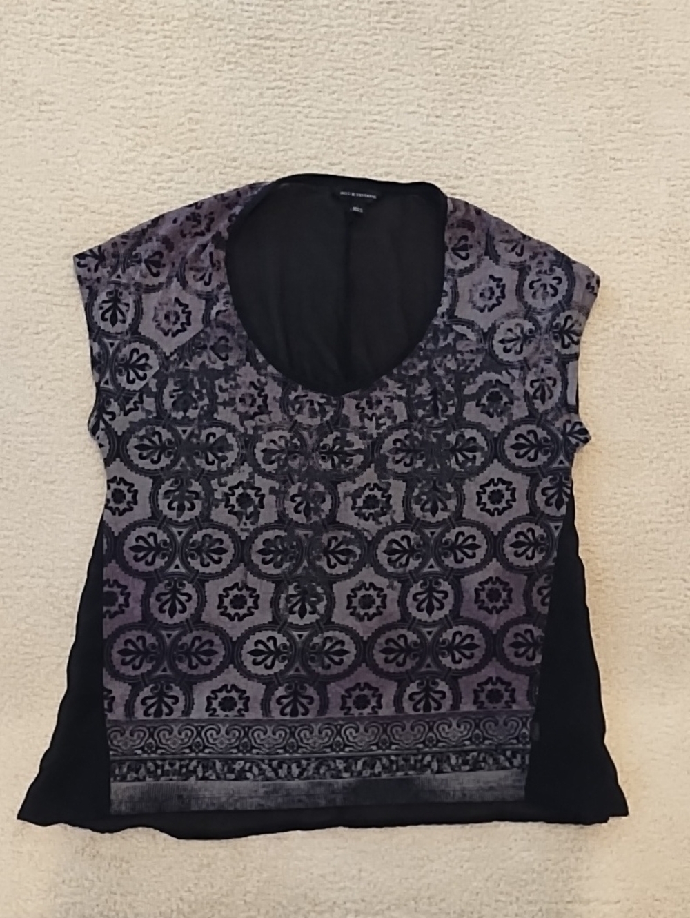Rock & Republic Black and Purple Patterned Scoop Neck Tunic